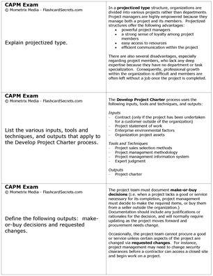 CAPM Exam Flashcard Study System Free Online Sample Practice Test Questions