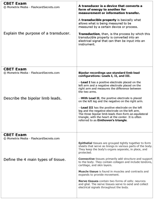 CBET Exam Flashcard Study System Free Online Sample Practice Test Questions