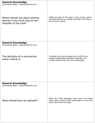 CDL Exam Flashcard Study System Free Online Sample Practice Test Questions