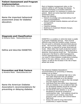 Certified Diabetes Educator Exam Flashcard Study System Free Online Sample Practice Test Questions