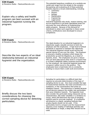CIH Exam Flashcard Study System Free Online Sample Practice Test Questions