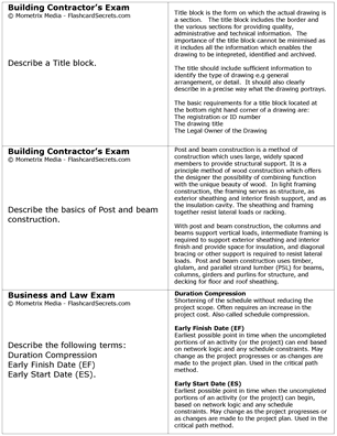Contractor's Exam Flashcard Study System Free Online Sample Practice Test Questions