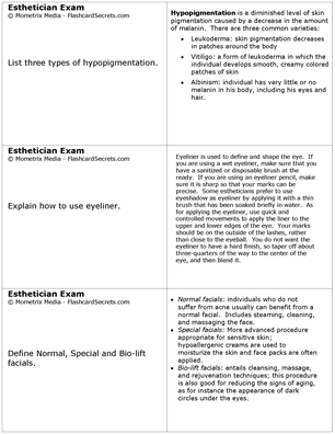Esthetician Exam Flashcard Study System Free Online Sample Practice Test Questions