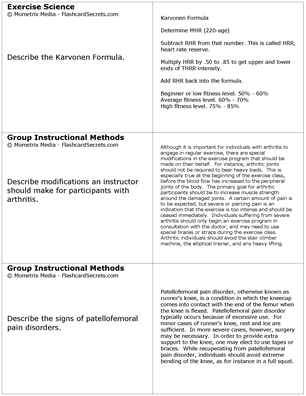 Flashcard Study System for the ACE Group Fitness Instructor Exam Free Online Sample Practice Test Questions