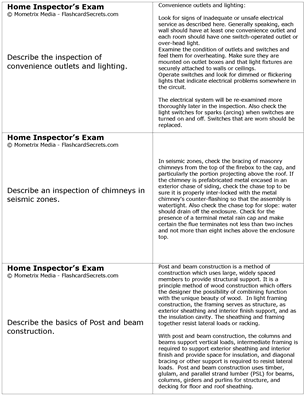 Home Inspector Exam Flashcard Study System Free Online Sample Practice Test Questions