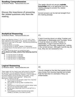 LSAT Flashcard Study System Free Online Sample Practice Test Questions