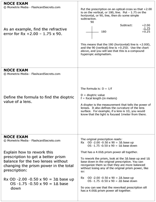 National Opticianry Competency Exam Flashcard Study System Free Online Sample Practice Test Questions