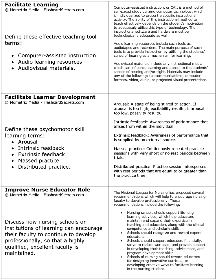 Certified Nurse Educator Exam Flashcard Study System Free Online Sample Practice Test Questions