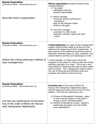 Nurse Executive Exam Flashcard Study System Free Online Sample Practice Test Questions