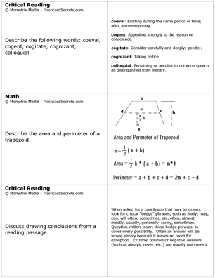 SAT Exam Flashcard Study System Free Online Sample Practice Test Questions