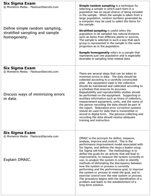 Certified Six Sigma Exam Flashcard Study System Free Online Sample Practice Test Questions
